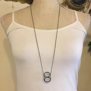 Yaumi K caged crystal pendant dark chrome chain